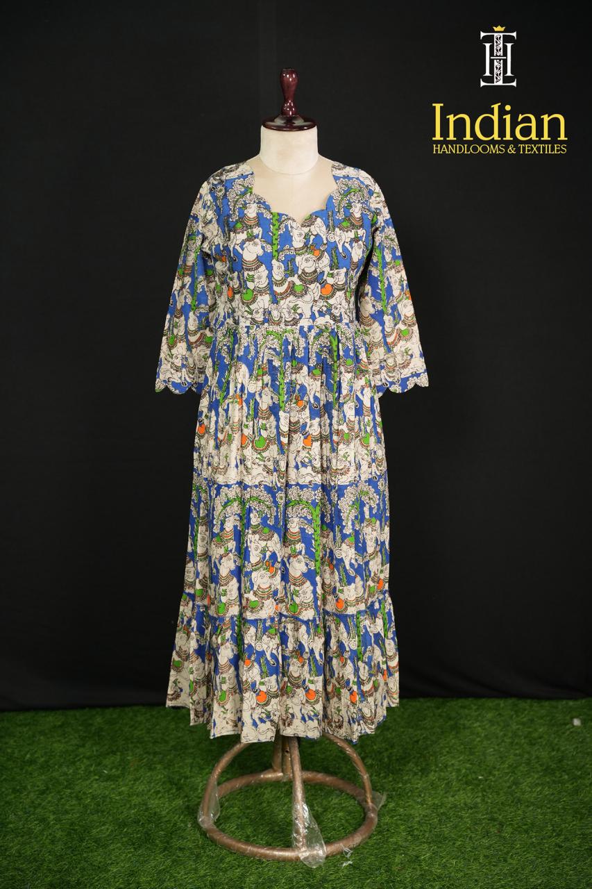 Original Kalamkari Frocks-Blue