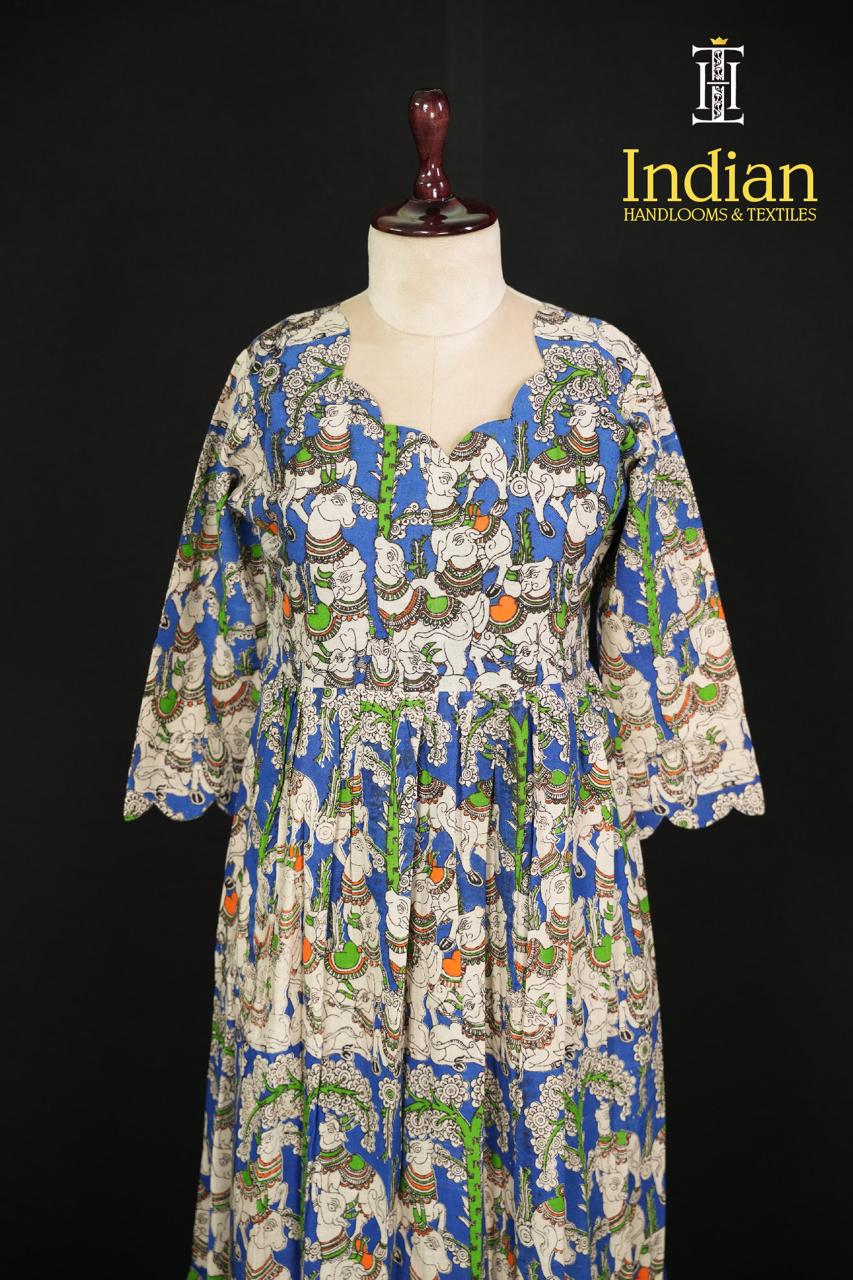 Original Kalamkari Frocks-Blue