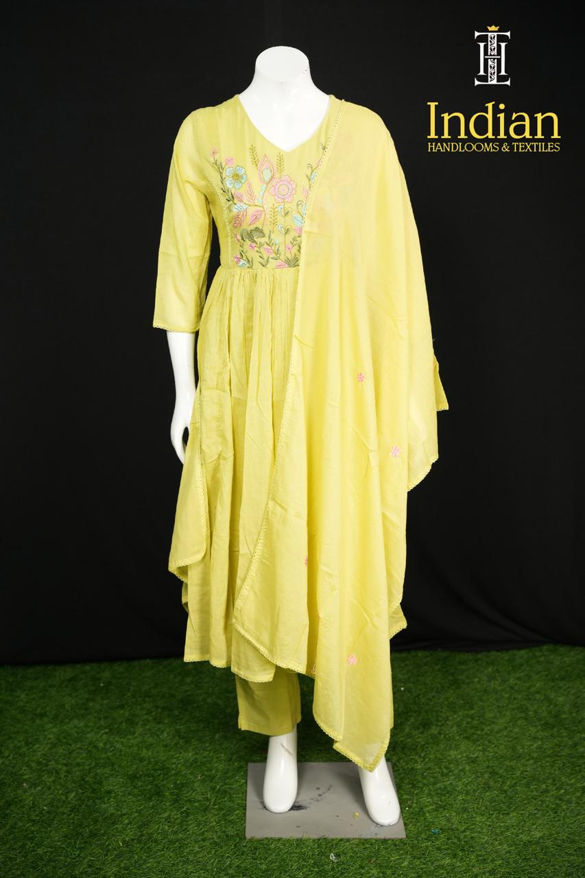 Jaipuri Mul Cotton Set-Leight Green