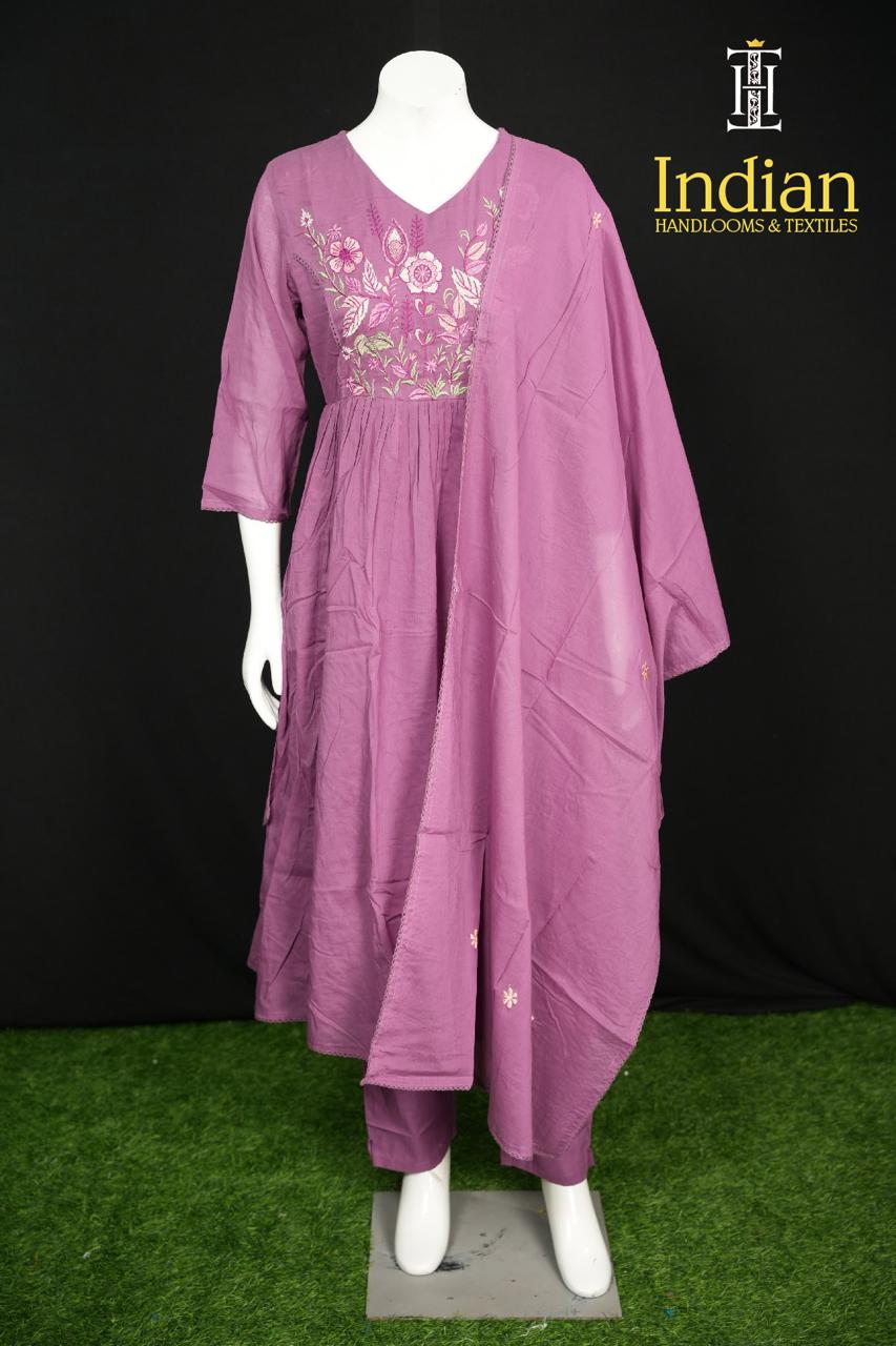 Jaipuri Mul Cotton Set-Leight Wine