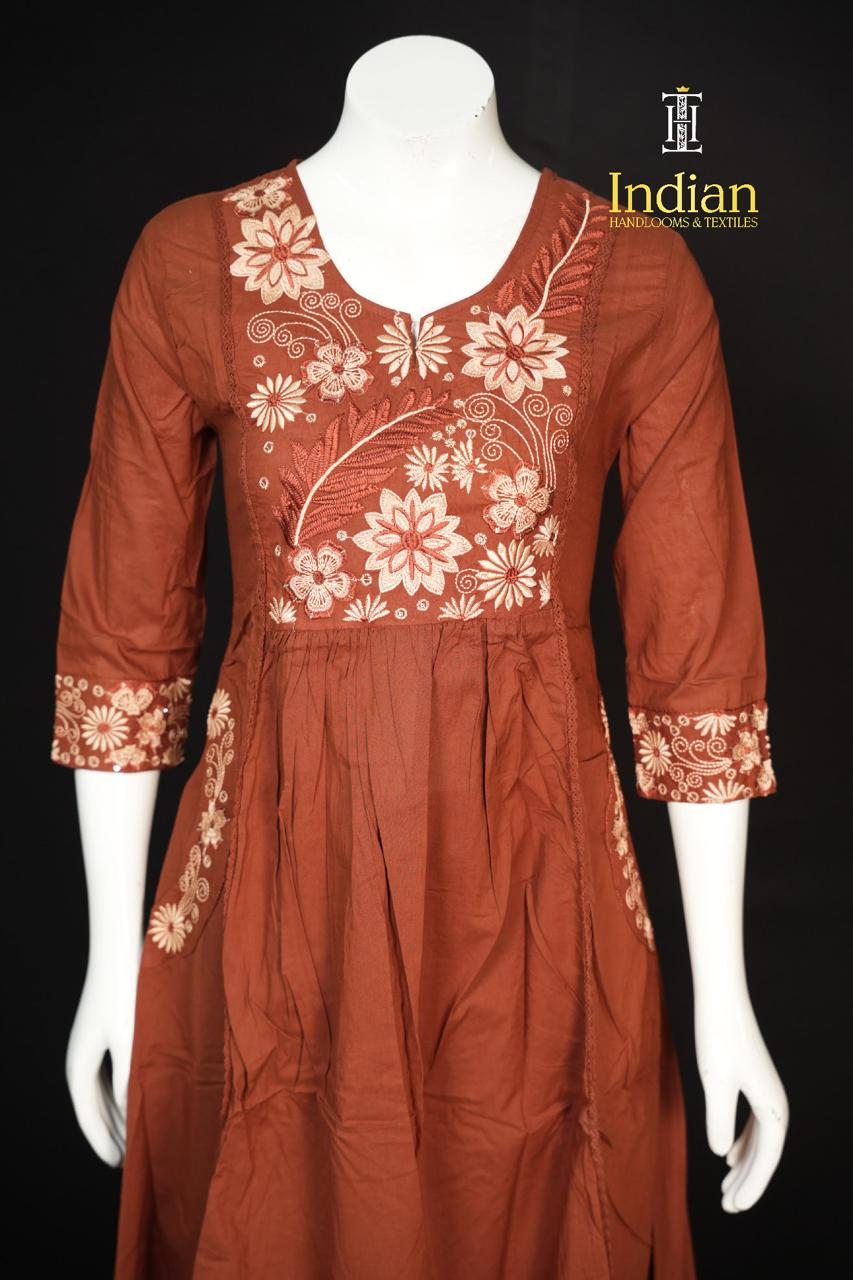 Designer Mul Cotton -Rust  Brown