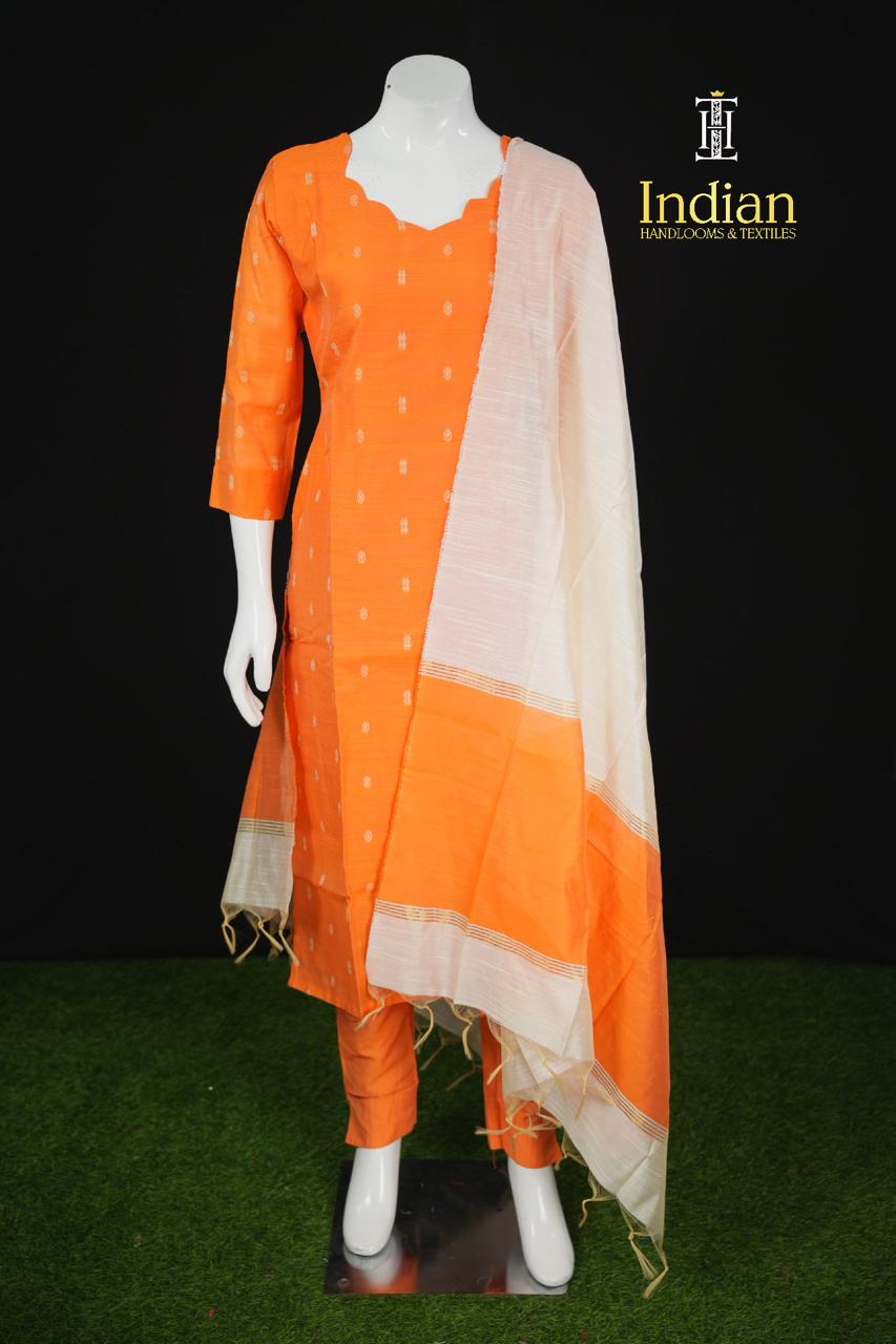 Premium Raw Silk 3 Pc Set-Orange