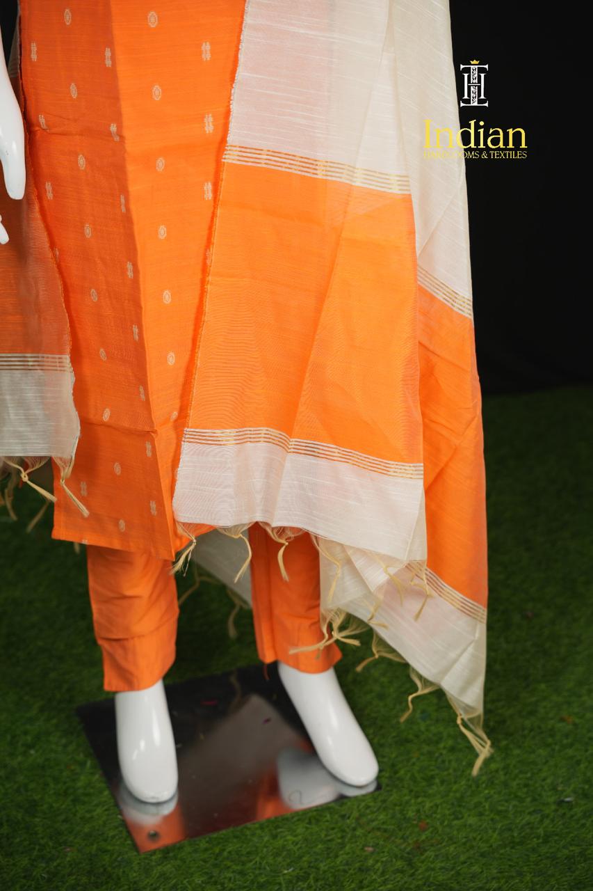 Premium Raw Silk 3 Pc Set-Orange
