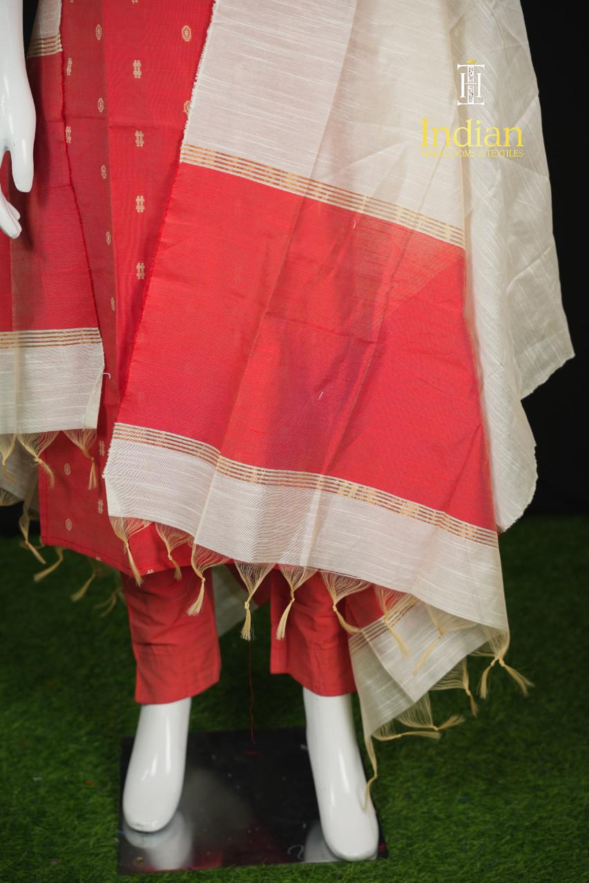 Premium Raw Silk 3 Pc Set-Red