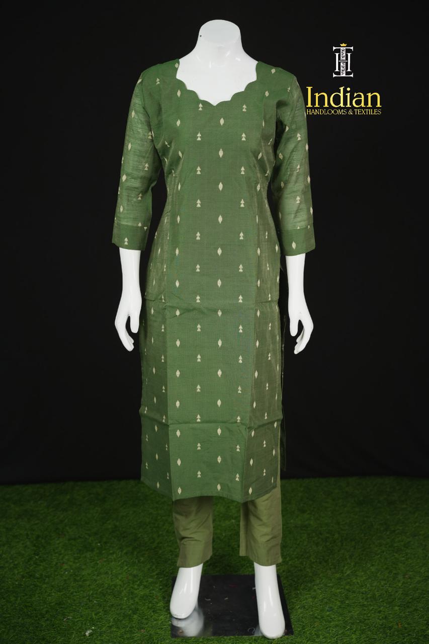 Premium Raw Silk 3 Pc Set-Olive Green