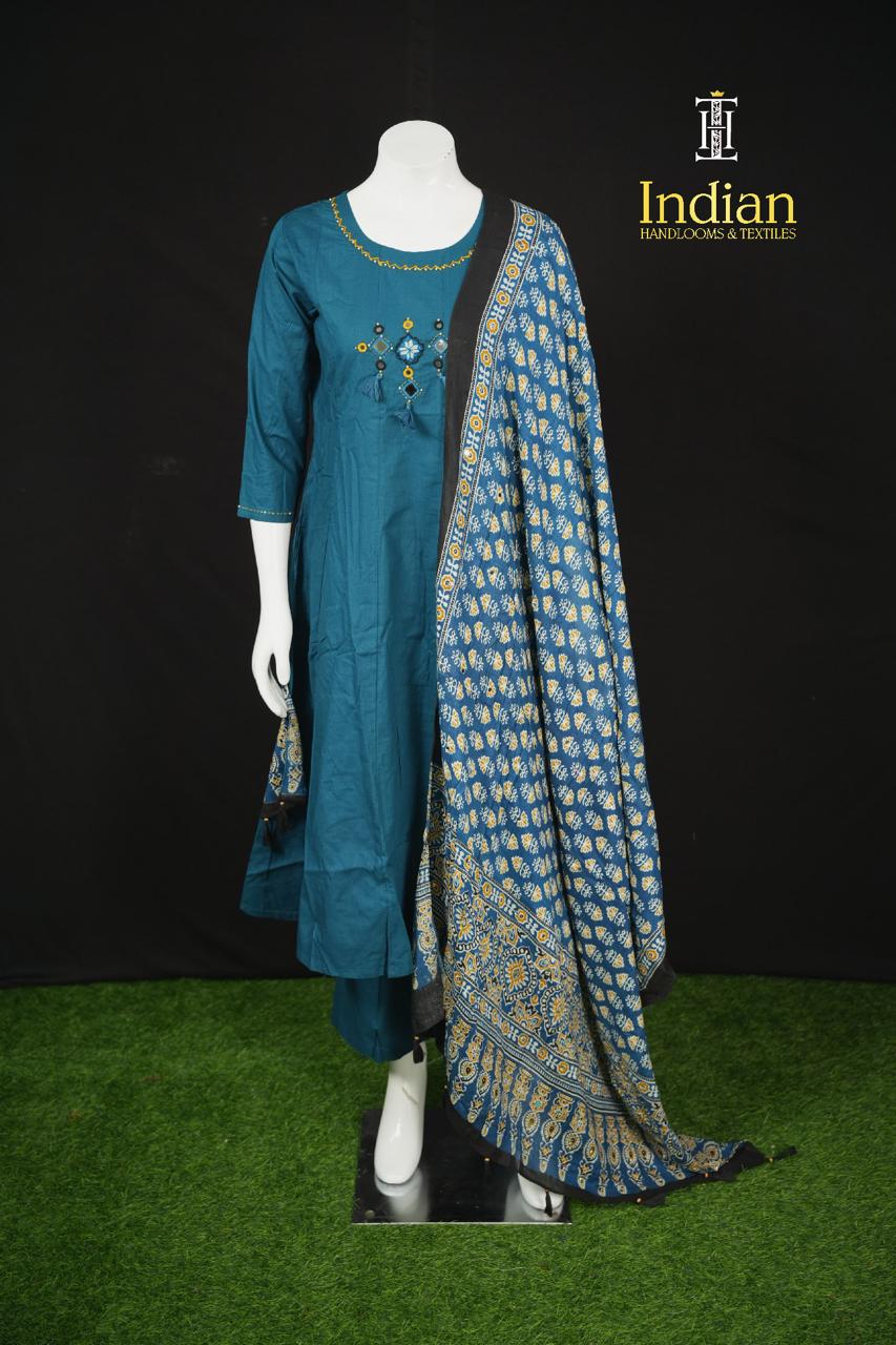 Designer Cotton 3 Pc Set-Blue