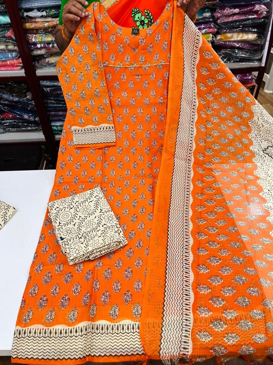 Printed Kota Sets - Orange