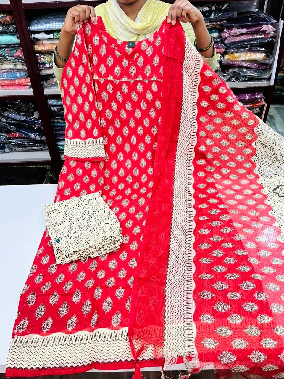 Printed Kota Sets - Red