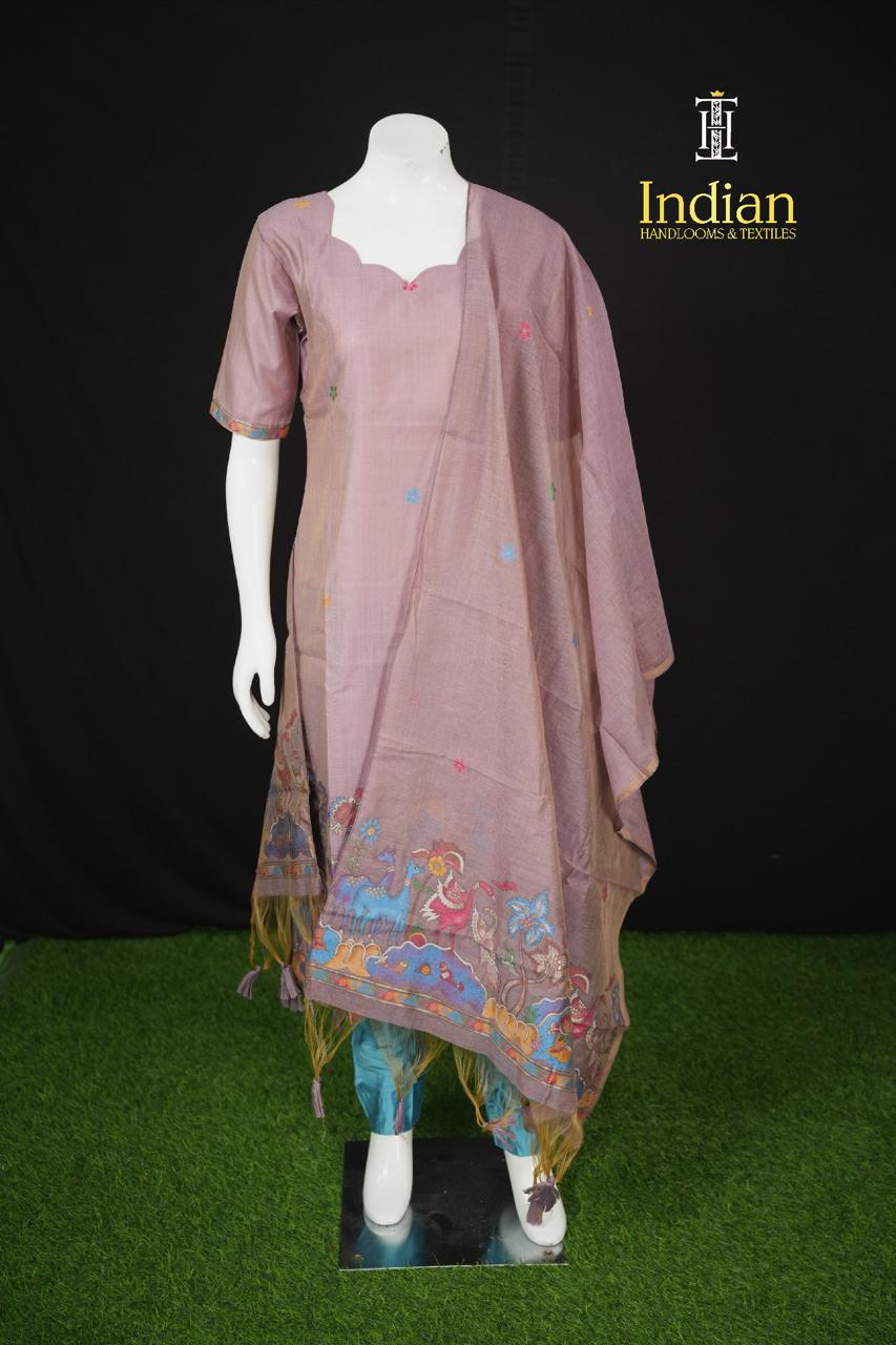 Premium Jamdhani Set-Lavender Color