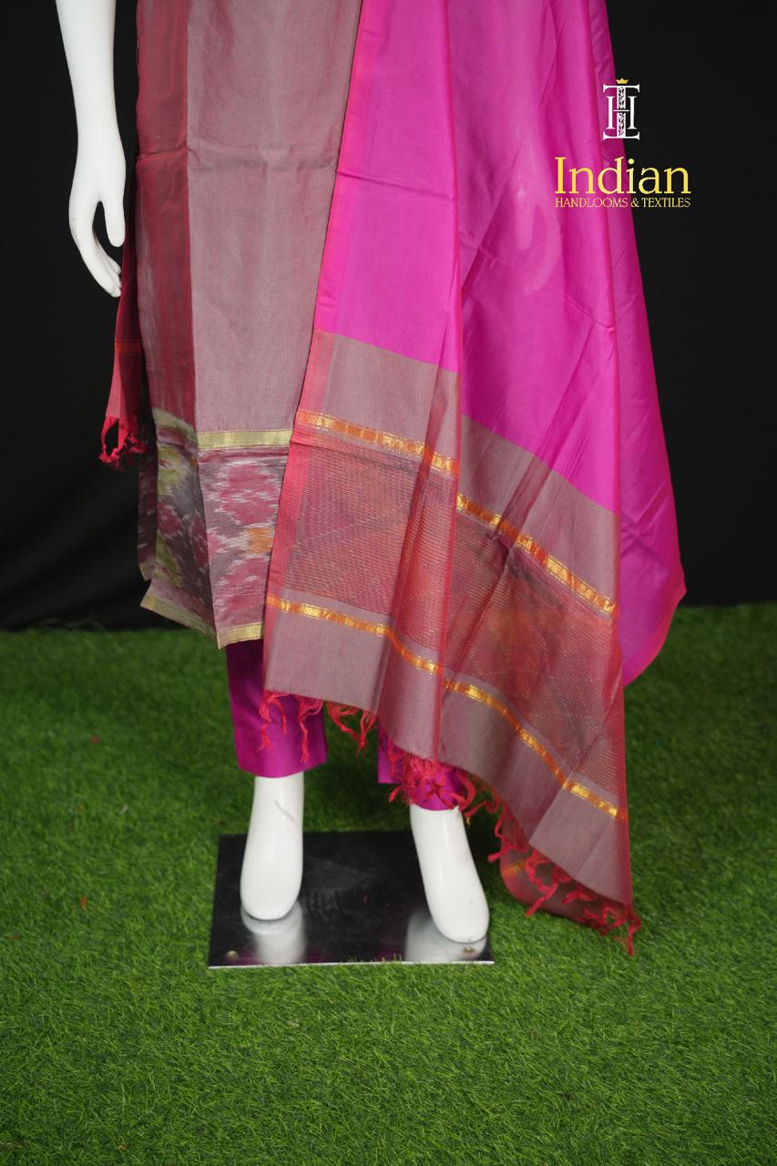 Pochampally Sico Pattu- Pinkish Grey