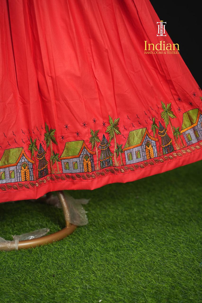 Soft Crepe Cotton Frocks-  Red 1