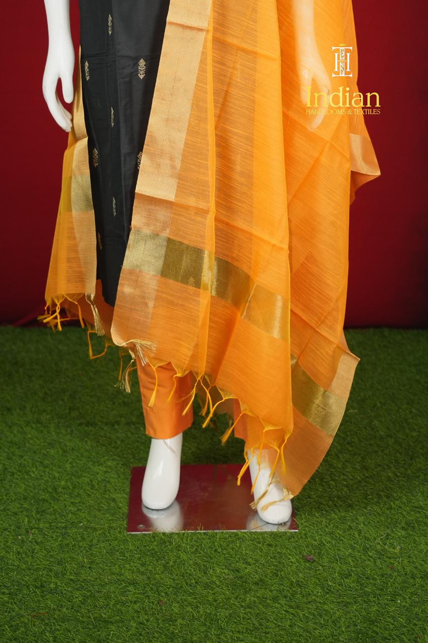 Contrast Raw Silk Sets 1- Black