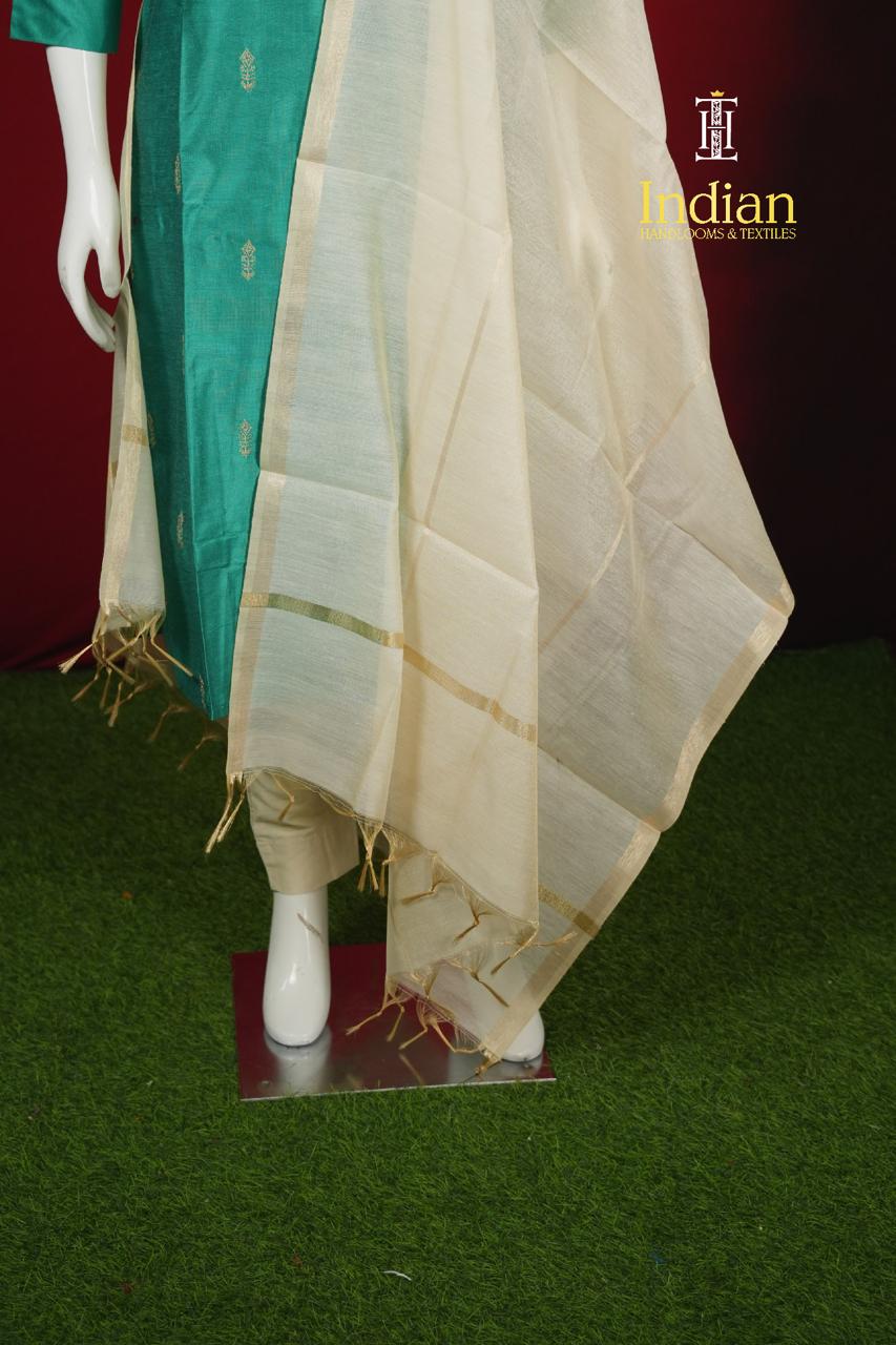 Contrast Raw Silk Sets 1- Sea Green