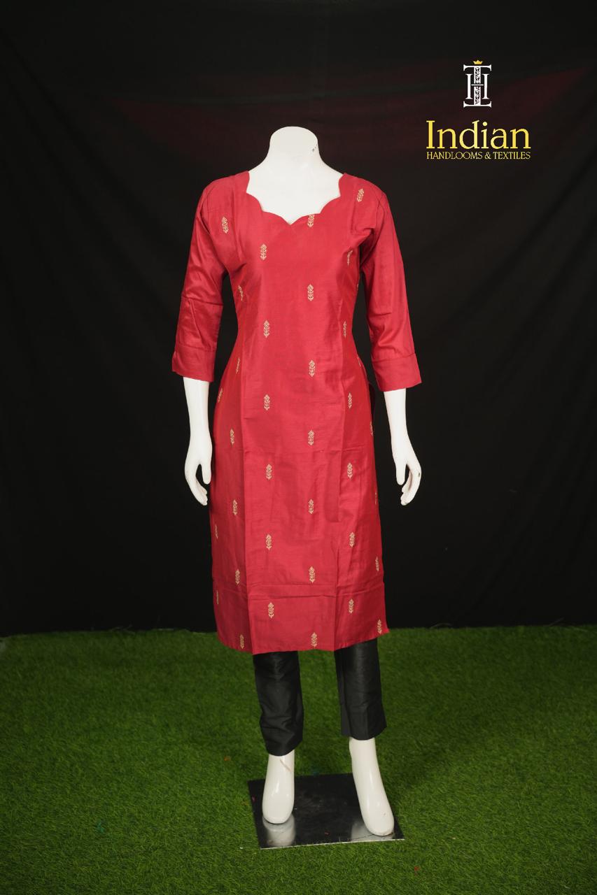 Contrast Raw Silk Sets 1- Red