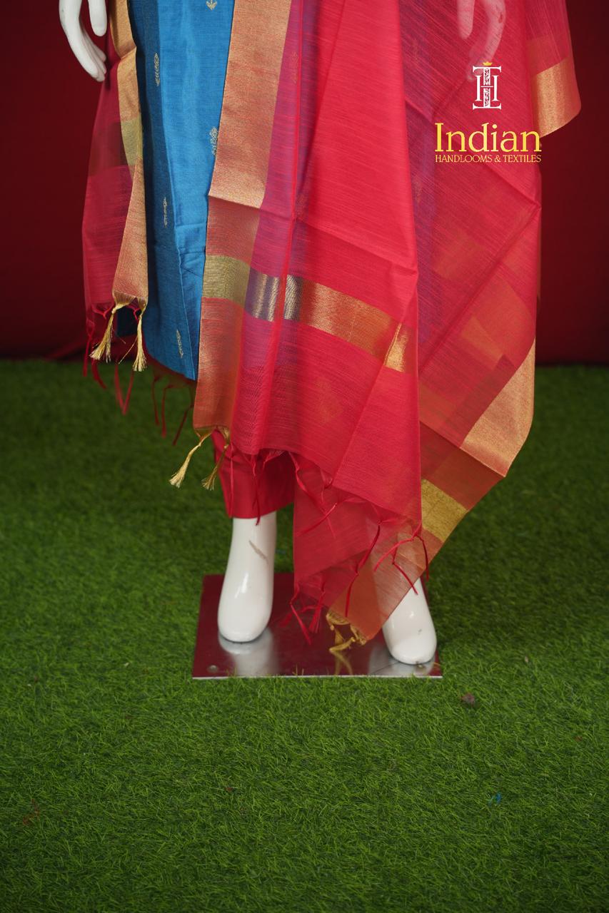 Contrast Raw Silk Sets 1- Blue