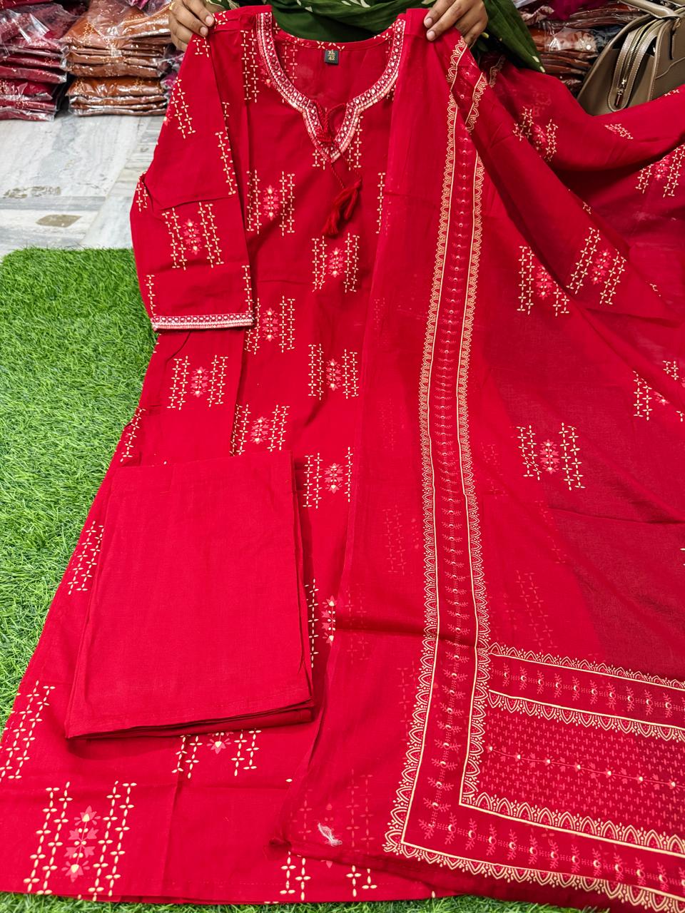 1 New Jaipuri Cotton Sets - Red