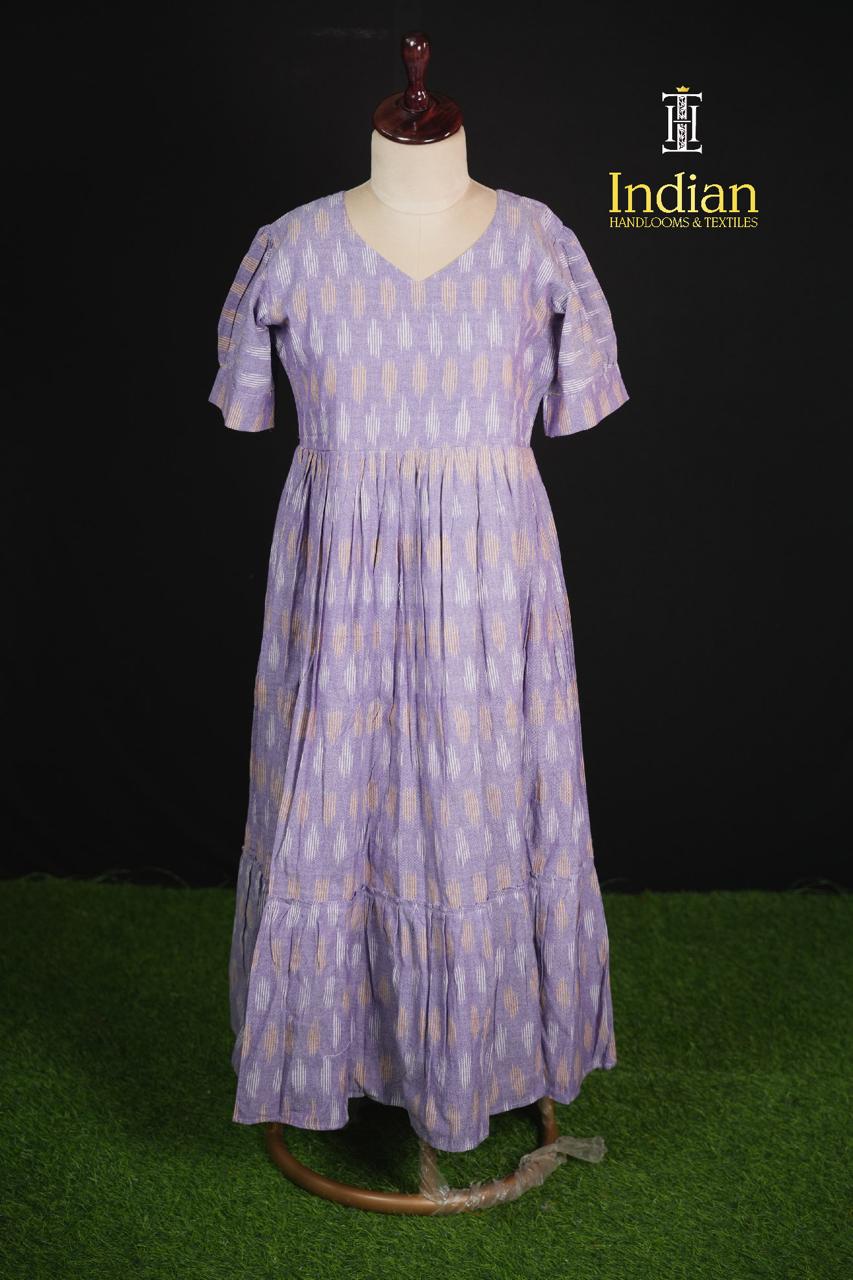 Ikkat cotton frock - Lavender