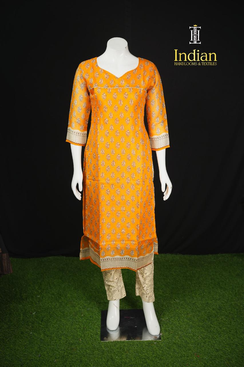 Printed Kota Sets - Yellow   1