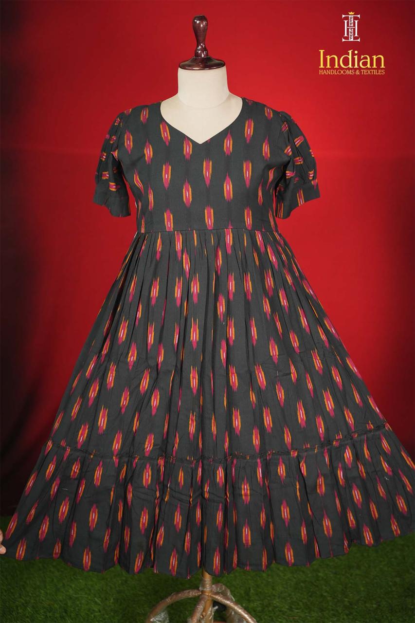 1 Ikkat cotton frock - Black