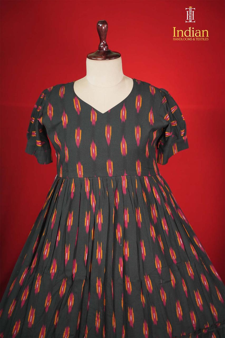 1 Ikkat cotton frock - Black