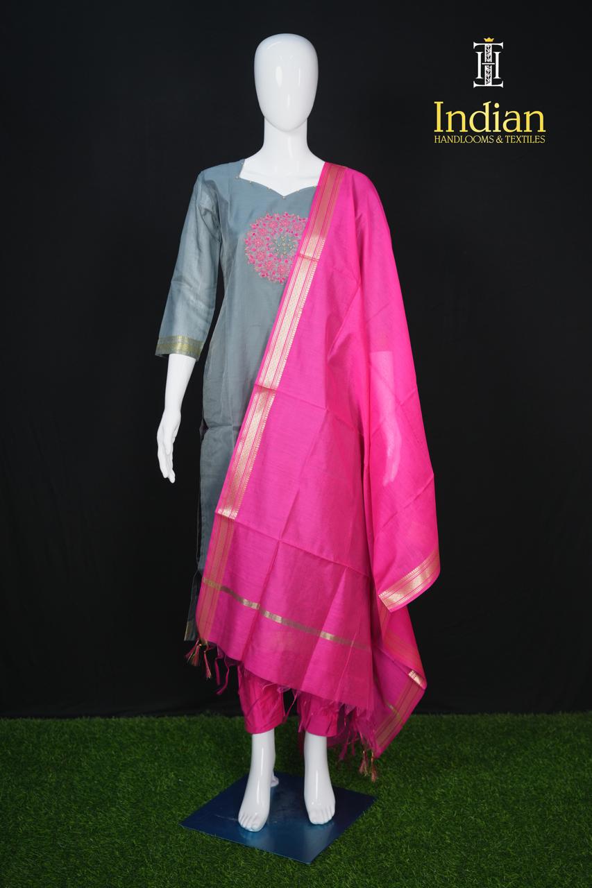 Mangalagiri Pattu Sets- Dark Grey 1