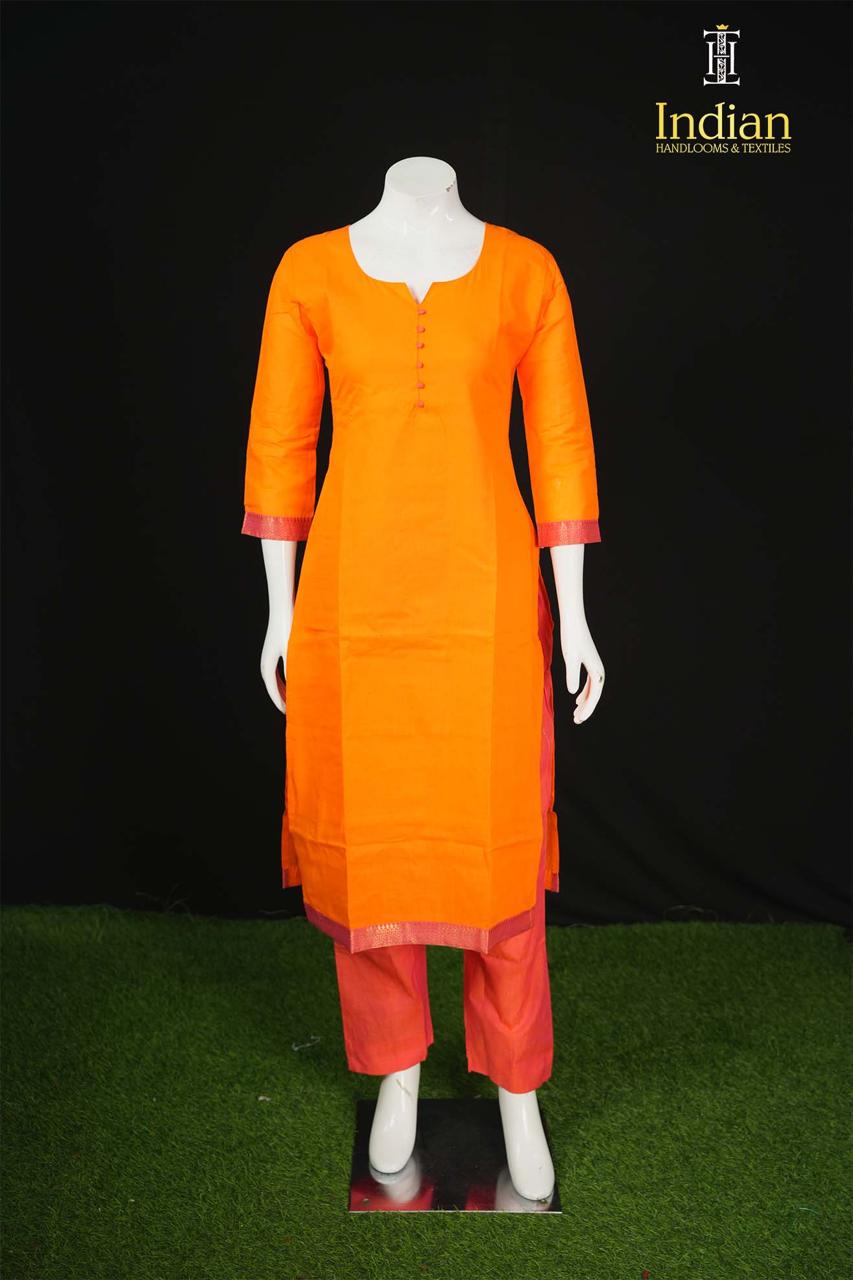 C Mangagiri Cotton Sets - Orange &amp; Peach