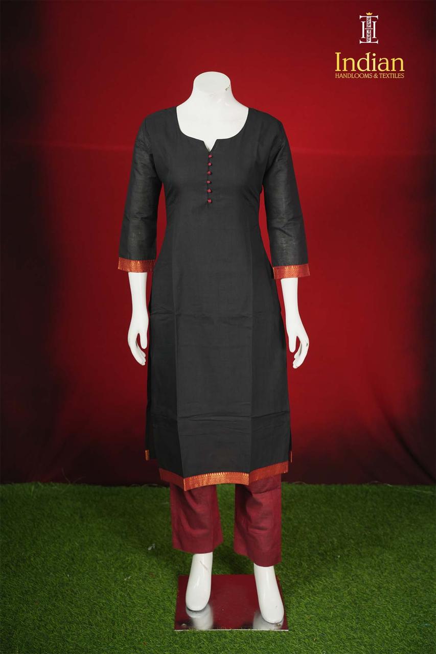 C Mangagiri Cotton Sets - Black &amp; Maroon