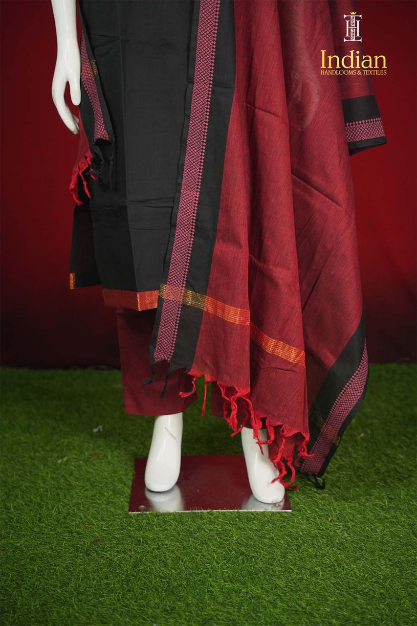 C Mangagiri Cotton Sets - Black &amp; Maroon