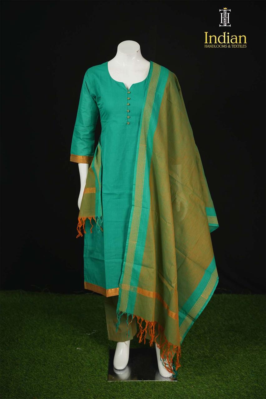 C Mangagiri Cotton Sets - Green &amp; Menthi Green