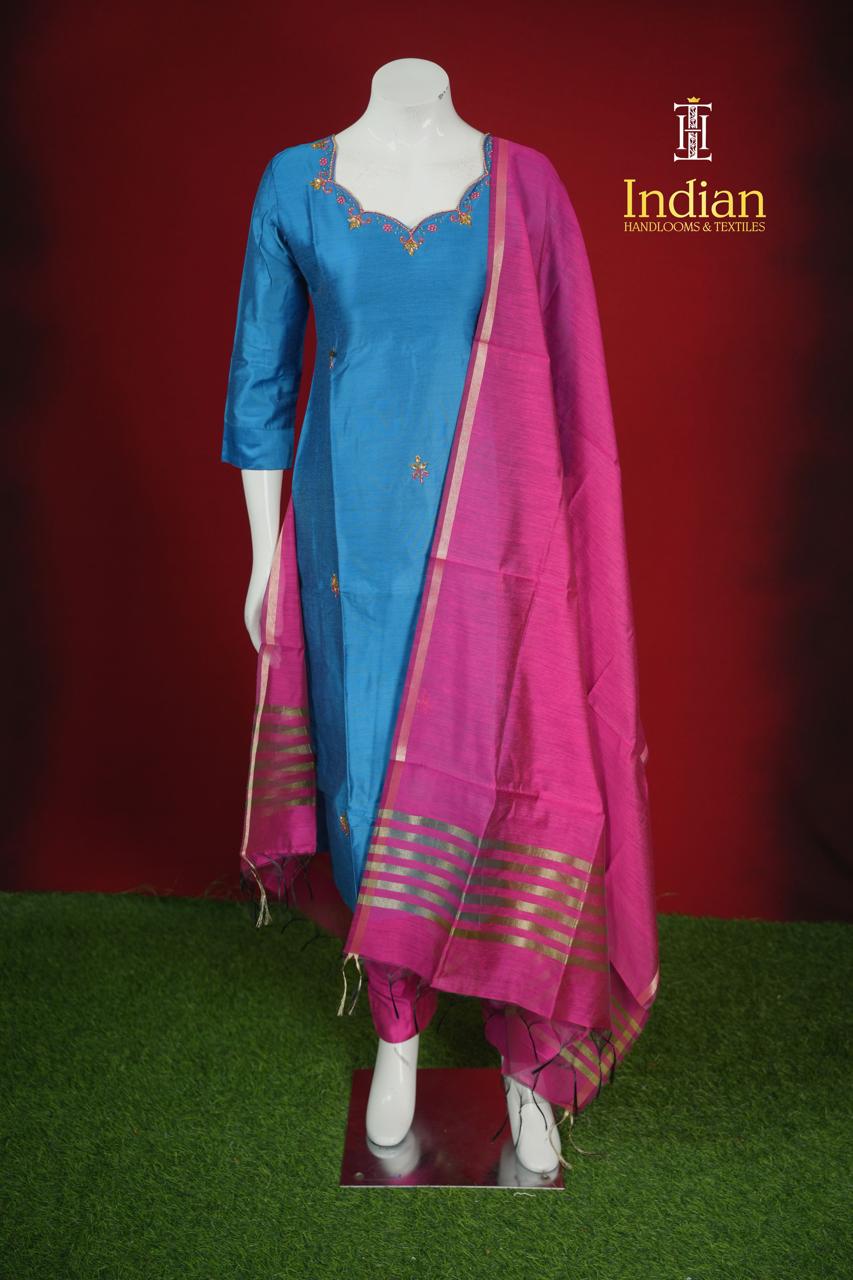 1 Raw Silk HW Sets - Blue &amp; Dark Pink