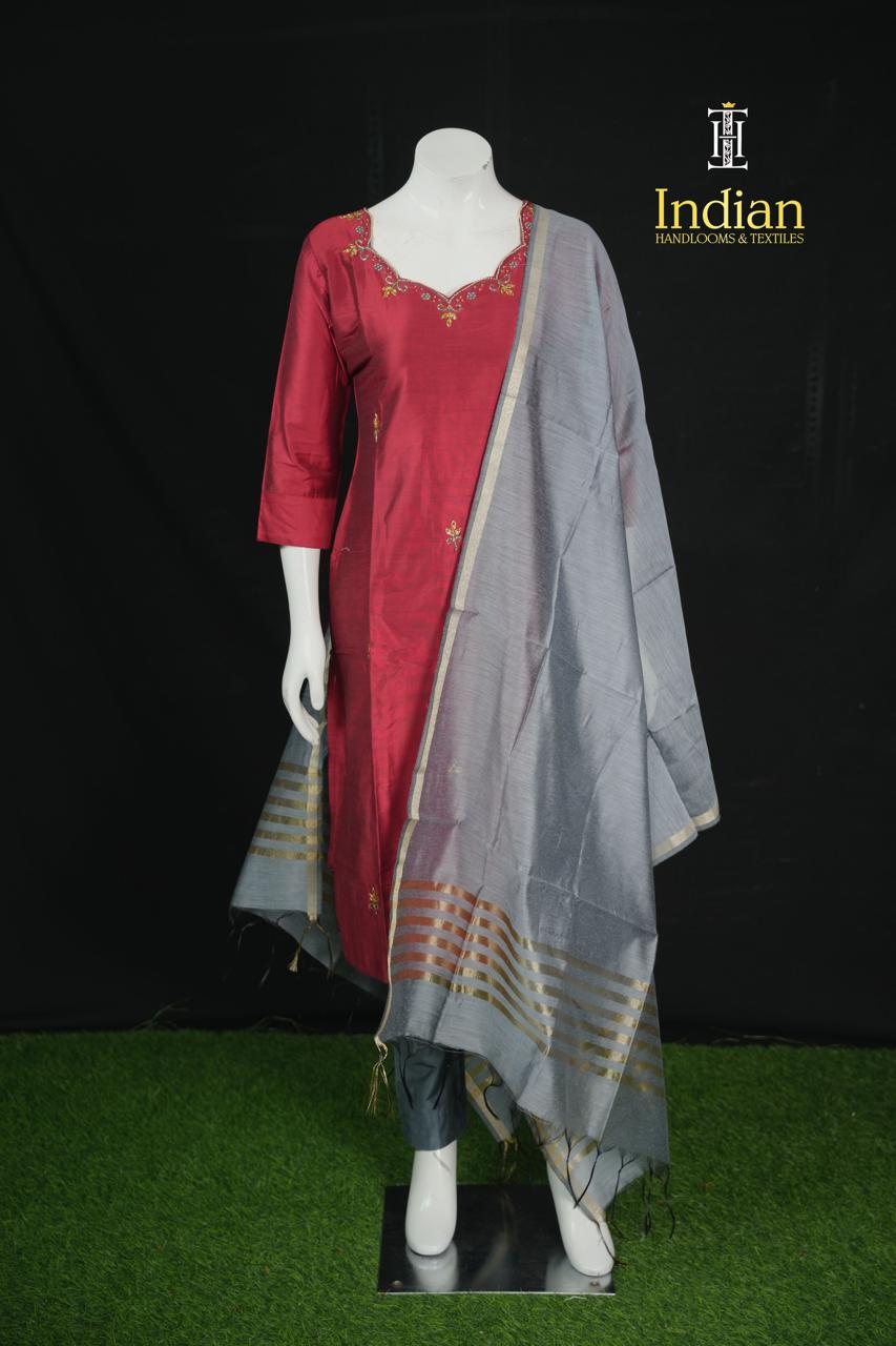 1 Raw Silk HW Sets - Maroon &amp; Grey