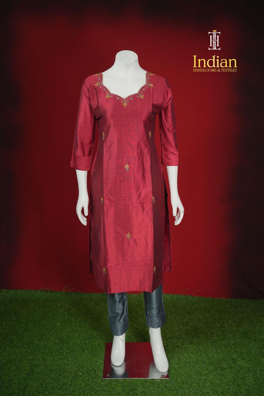 1 Raw Silk HW Sets - Maroon &amp; Grey