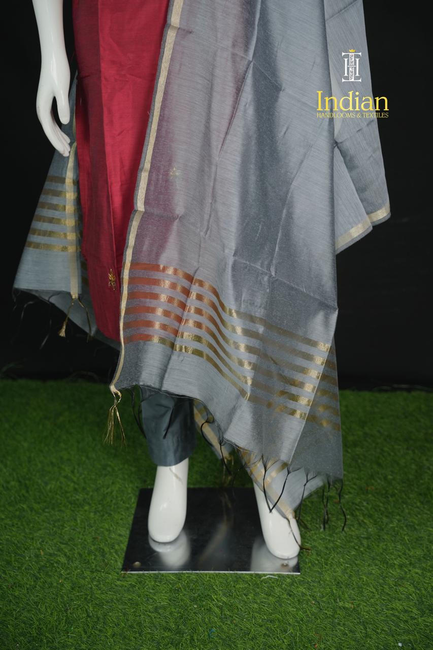 1 Raw Silk HW Sets - Maroon &amp; Grey