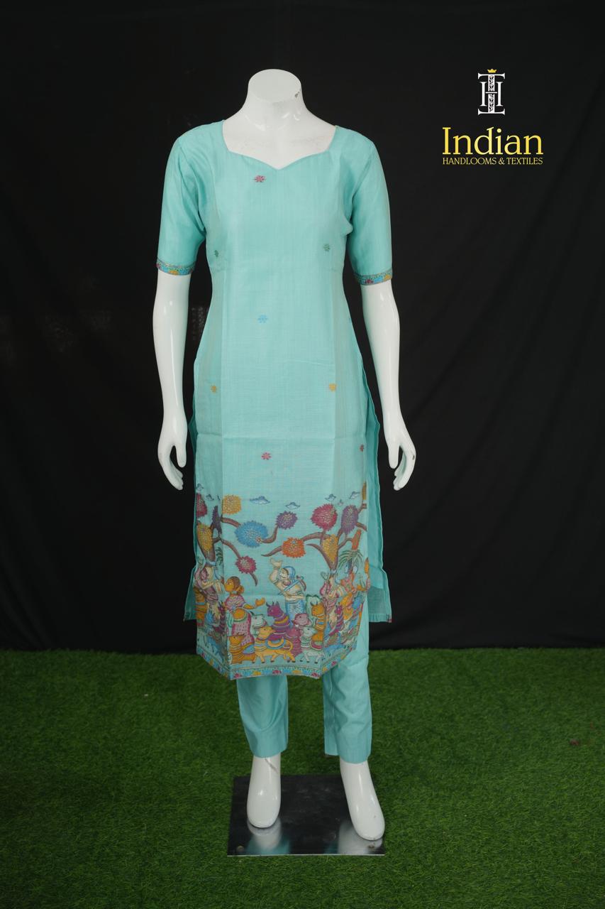 Premium Jamdhani Sets - Sky Blue