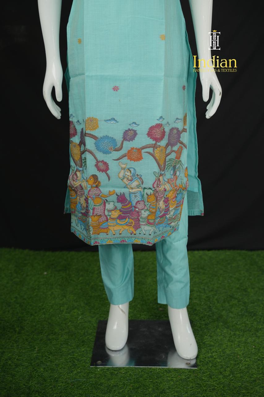 Premium Jamdhani Sets - Sky Blue