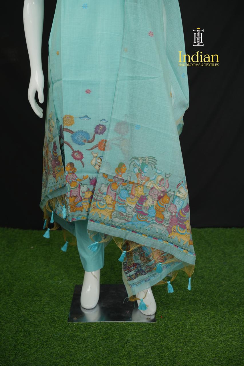Premium Jamdhani Sets - Sky Blue