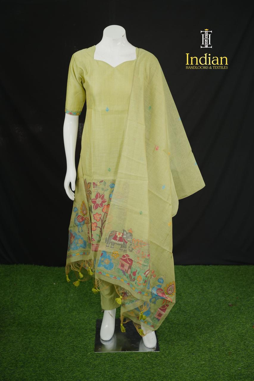 Premium Jamdhani Sets - Pista Green 1