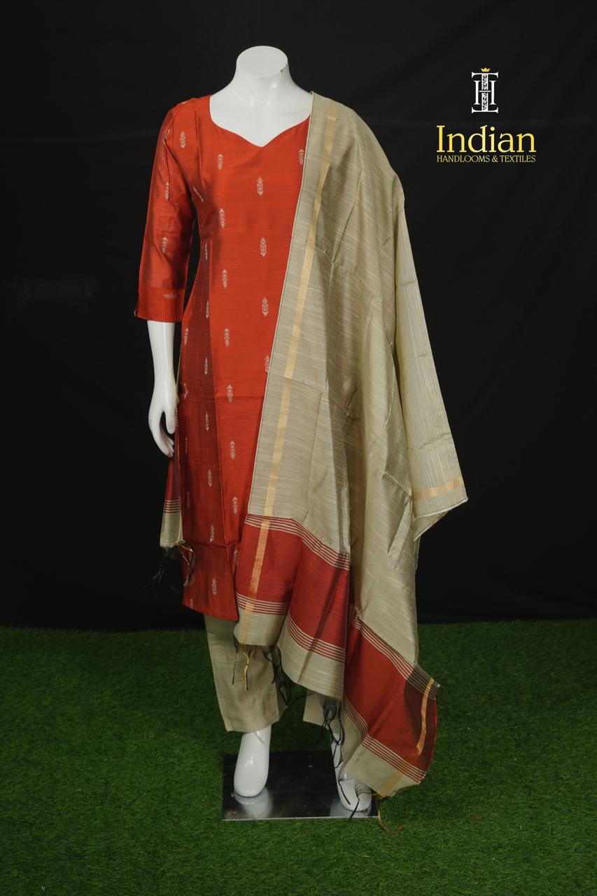 New 1 Raw Silk Sets - Rust Orange