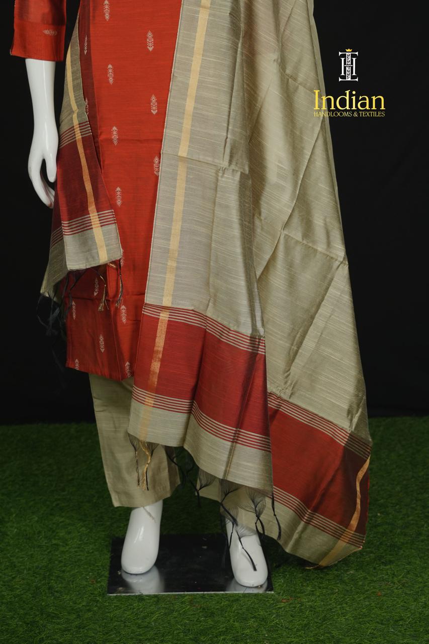 New 1 Raw Silk Sets - Rust Orange