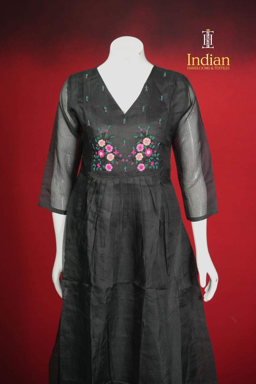 Kota Cotton Aline Cut 3pc Set-Black