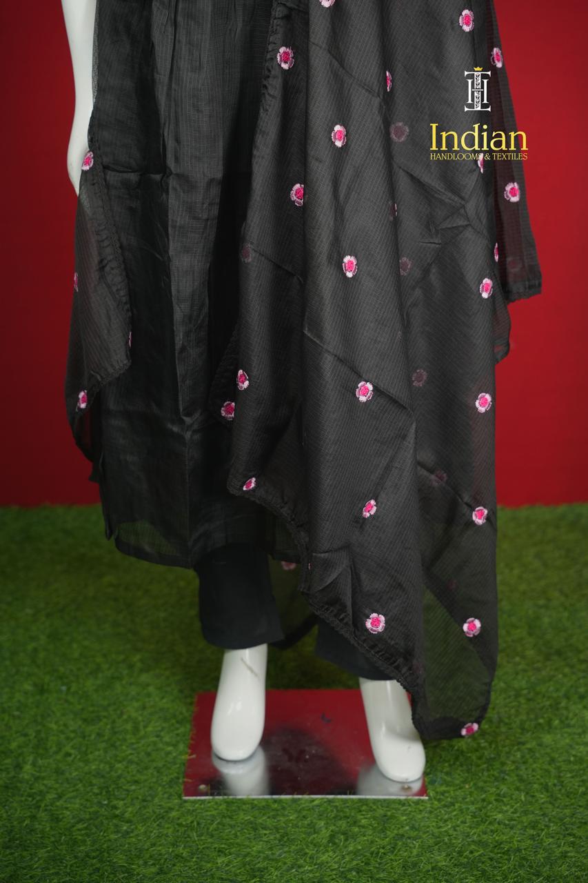 Kota Cotton Aline Cut 3pc Set-Black