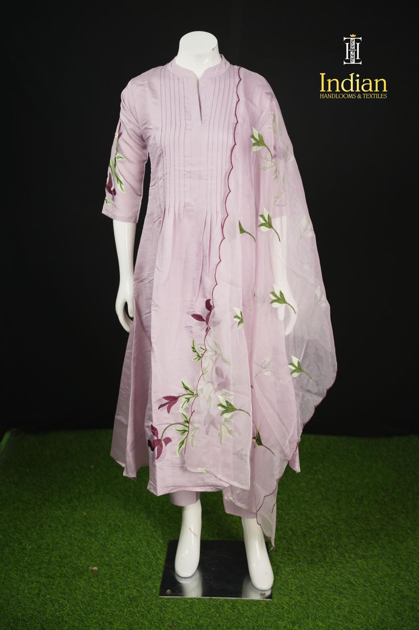 Premium Roman Silk Aline Cut 3pc Set-Lite Lavender