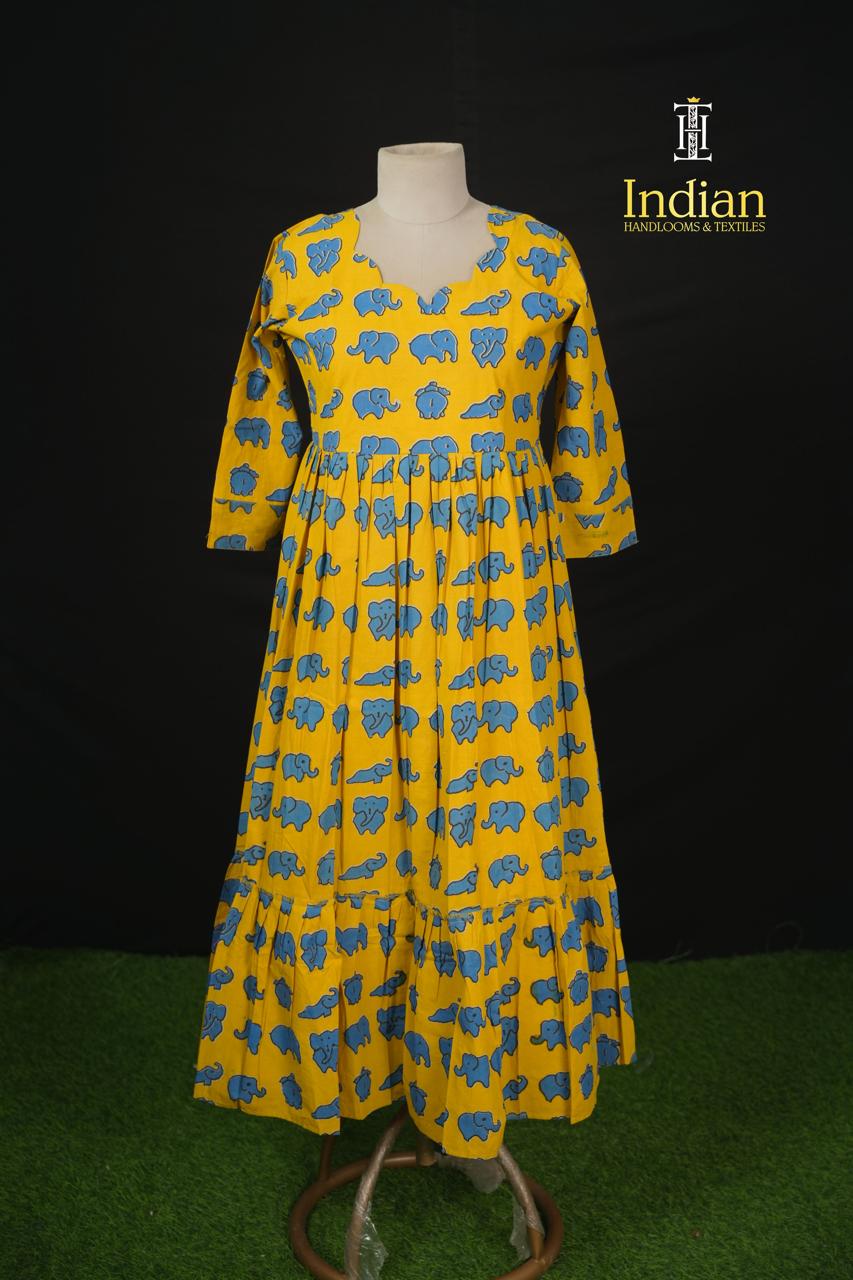 E Kalamkari Frocks -Yellow