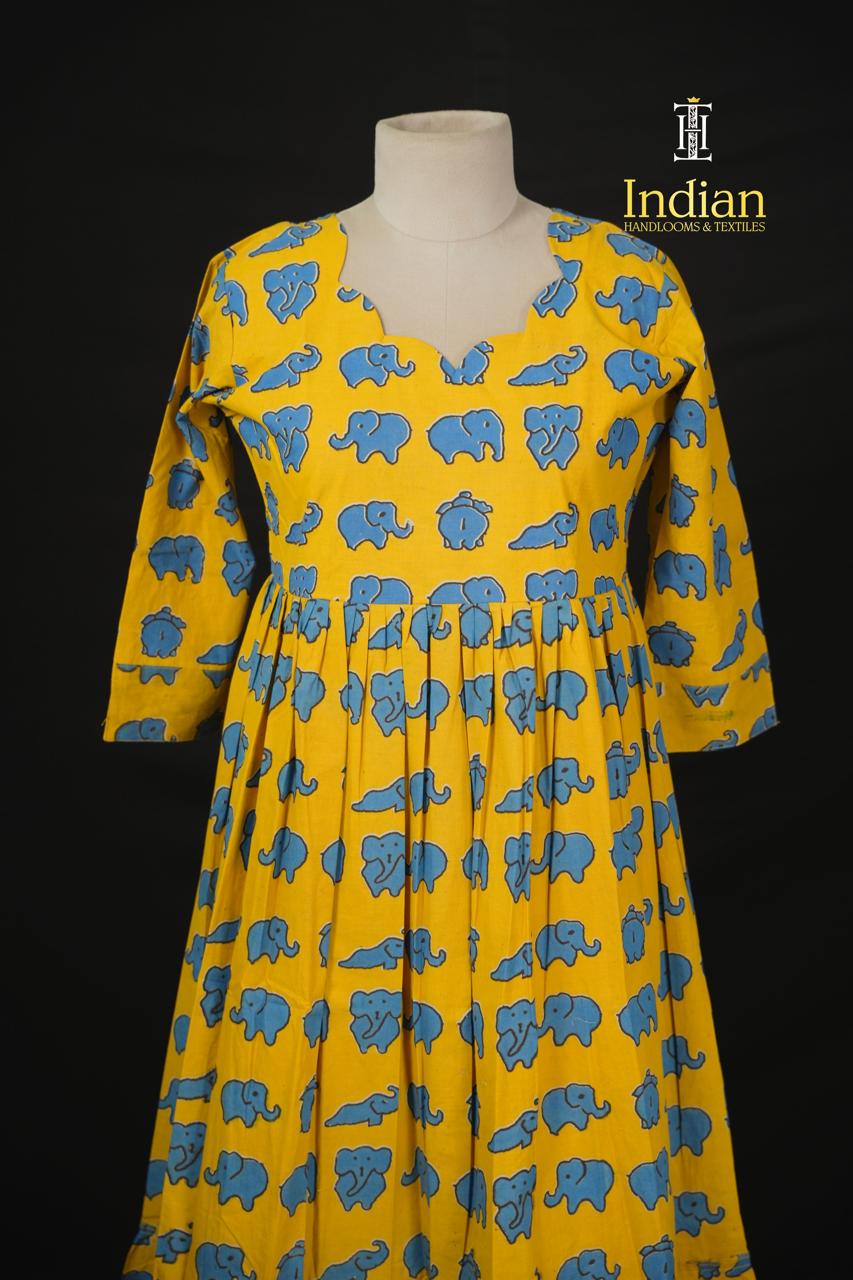 E Kalamkari Frocks -Yellow