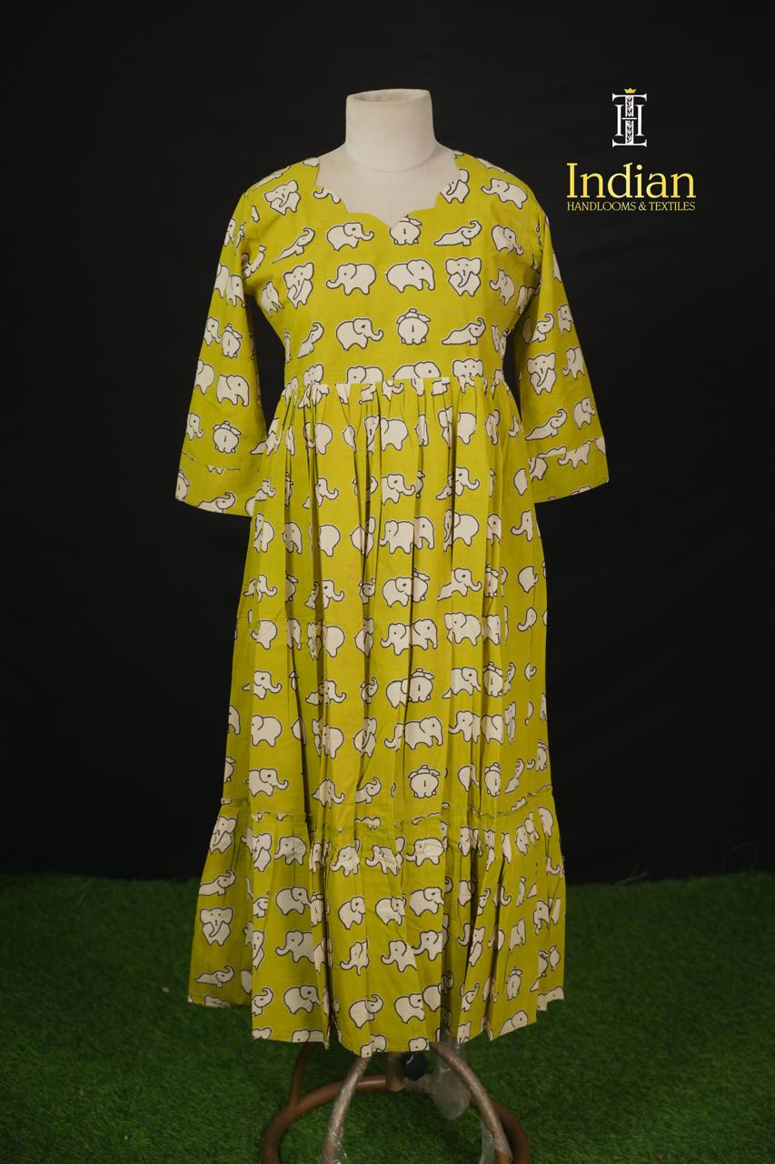 E Kalamkari Frocks - Green