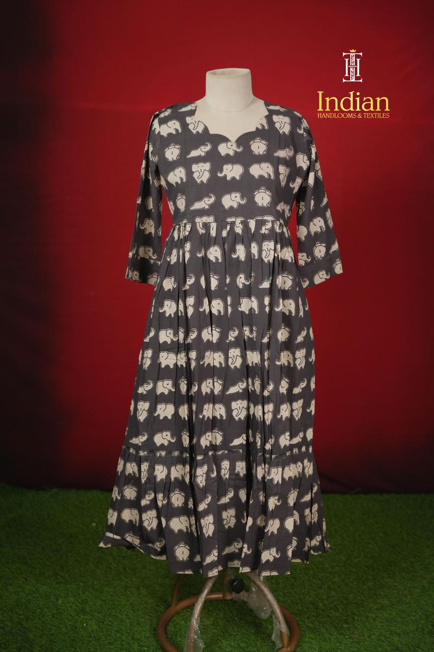 E Kalamkari Frocks - Black