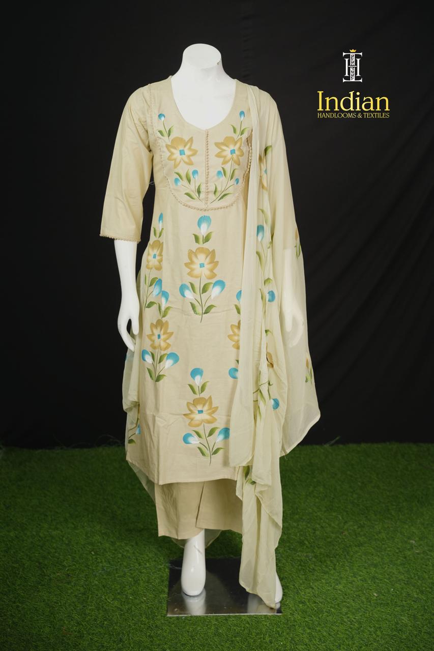 Brush Paint  Line Cut  3 Pc Set -Cream