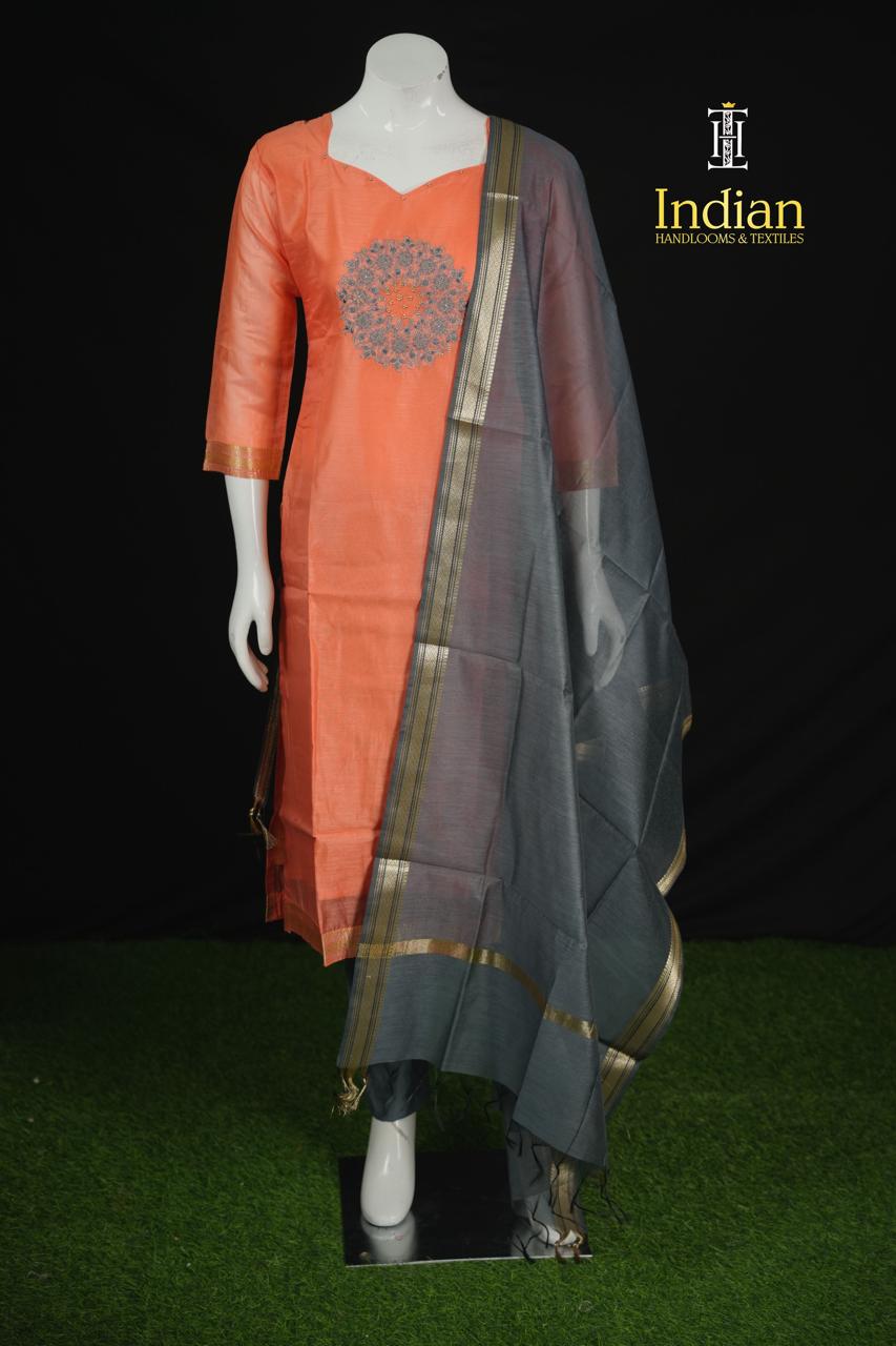 Mangalagiri Pattu Sets- Orange 1