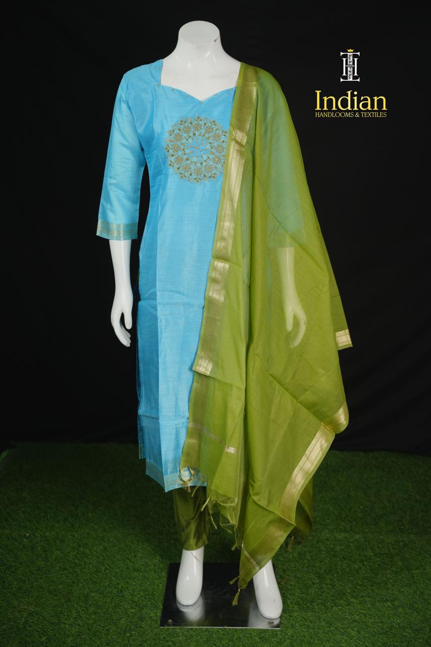 Mangalagiri Pattu Sets- Blue  4