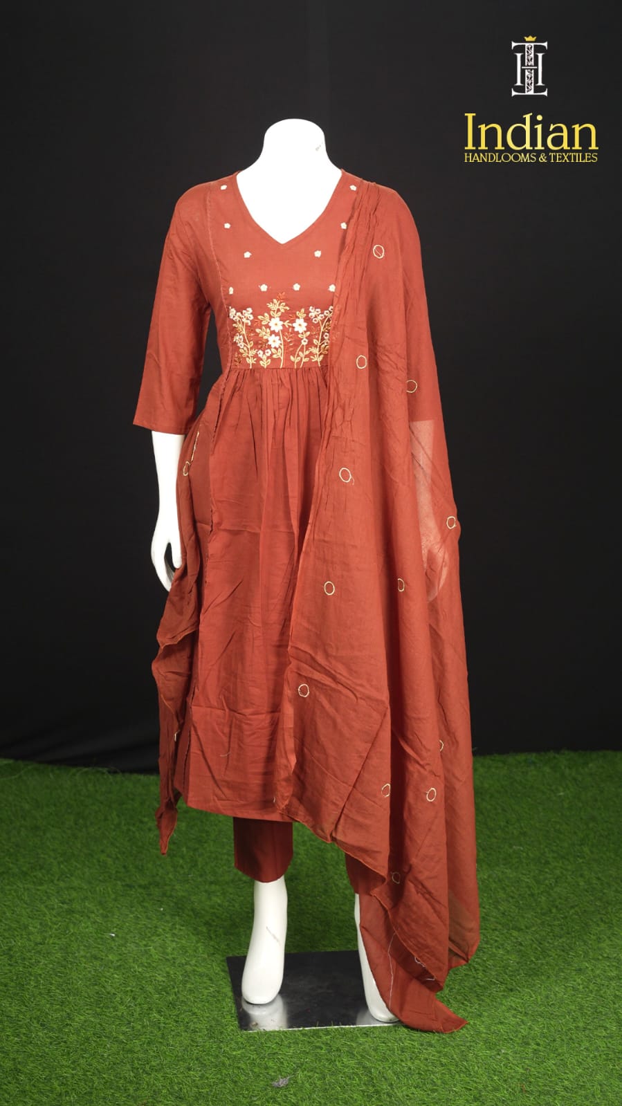 Designer Mul Cotton- Rust Brown 10